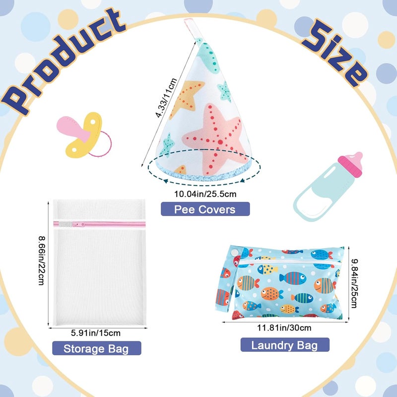 YSSPPOY 10 Pcs Coral Velvet Peepeeteepe Baby Boy with Storage Bag & Laundry Bag, Strong Water Absorption Pee Peep Teepee for Baby Boy, Reusable Pee Covers for New Parents Gift - Image 4